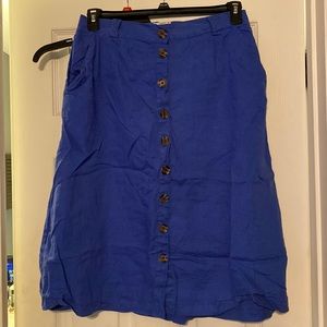 Royal blue linen skirt